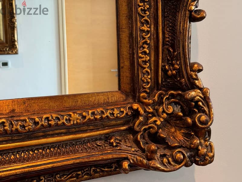 Large Baroque-Style Mirror, Antique Gold finish, like-new 6