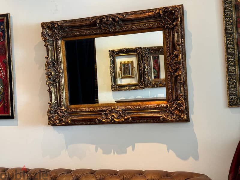 Large Baroque-Style Mirror, Antique Gold finish, like-new 11