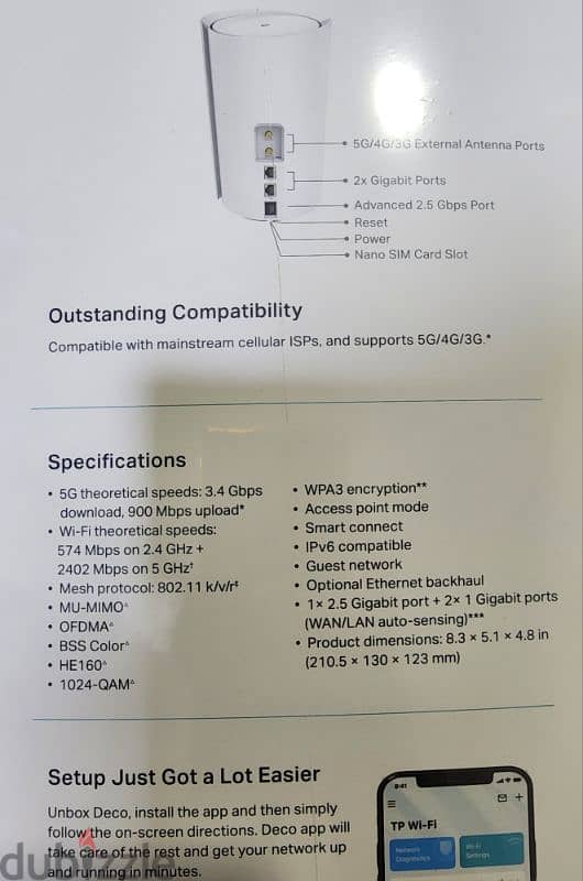 TP-Link 5G AX3000 Whole Home Mesh, Wi-Fi 6 , dual band gigabit router 1