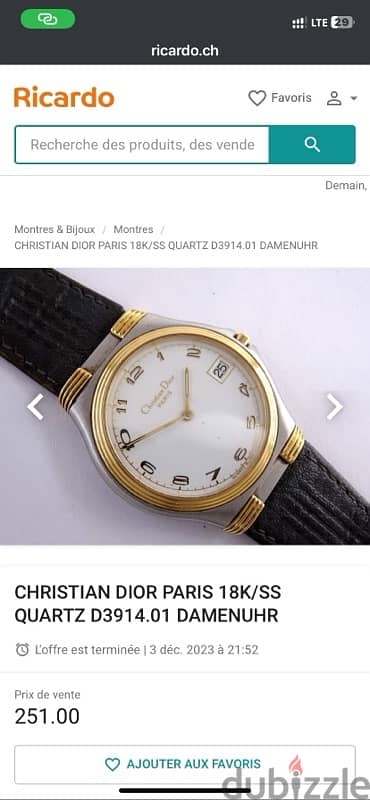 christian dior paris ladies  vintage watch 0