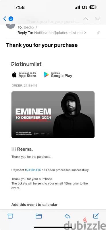 Eminem ticket for sale in ZONE E 0