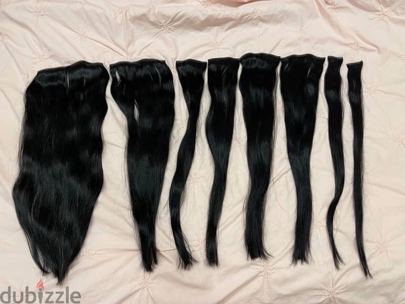 real Human clip in hair extensions 26” 300g jet black 8 pieces 1