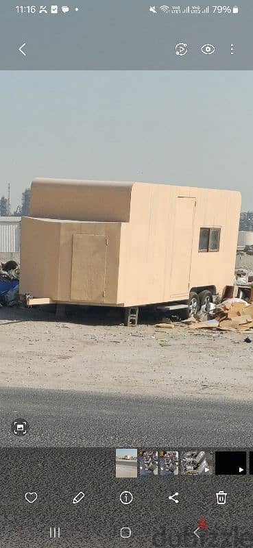 caravan with one room, toilet and pantry.