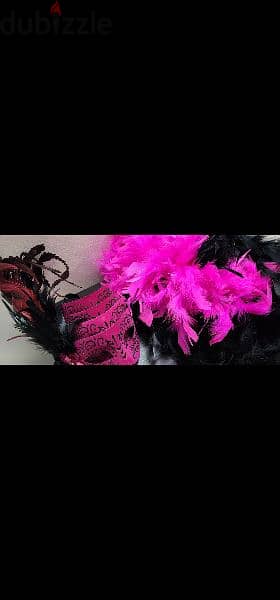 Hot Pink Masquerade Mask with Side Feathers 0