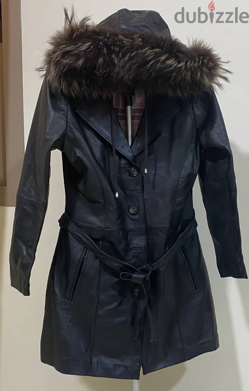 Mens Leather Jacket, Womens Leather Jacket, Rabbit Fur Scarf 2