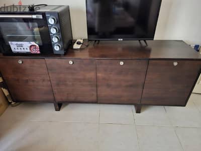 Solid Wood Table cum Cupboard with Four door shelves