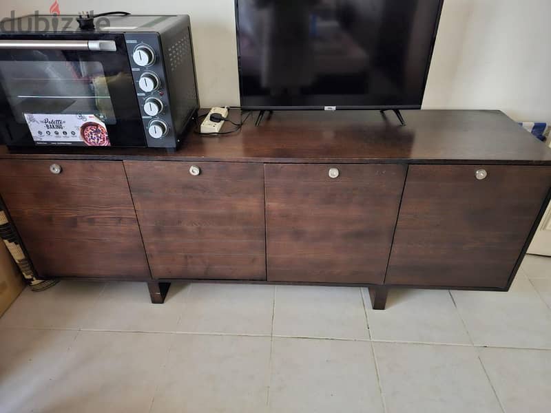 Solid Wood Table cum Cupboard with Four door shelves 0