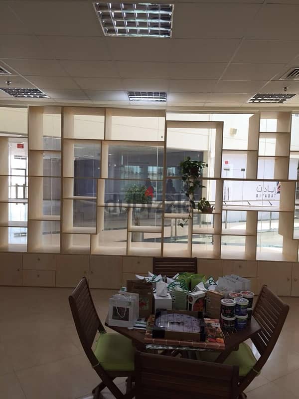 beige wood shelves and cupboards for shop 11