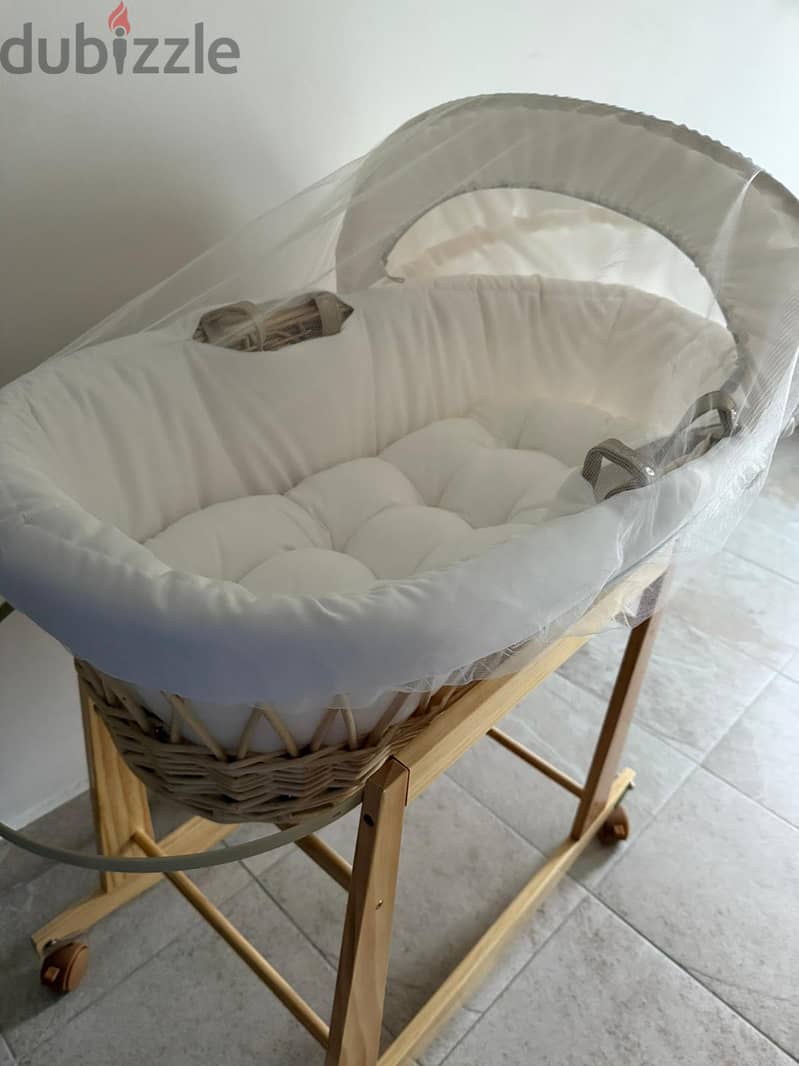 For sale, baby moses basket in excellent condition 1