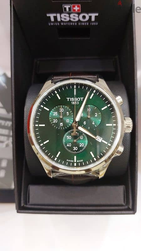 Tissot Chrono XL Classic Green Dial & brown leather strap 1