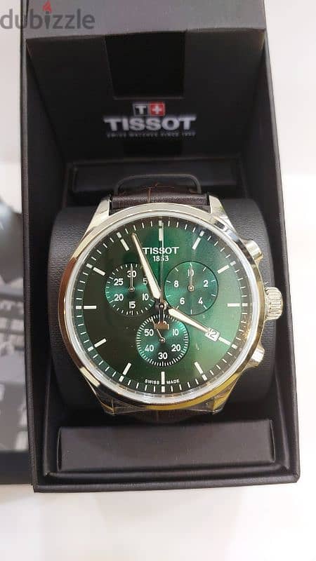 Tissot Chrono XL Classic Green Dial & brown leather strap 3