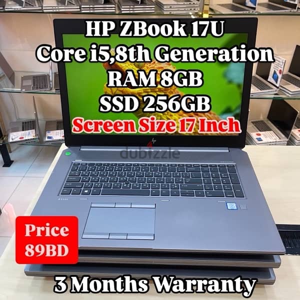 HP Zbook 17U Core i5-8th Generation 0