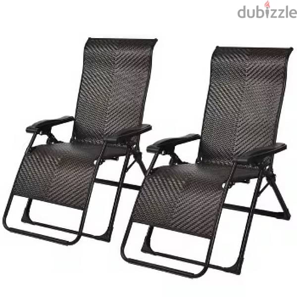 Tangkula Patio Rattan Wicker Recliner Chair Zero Gravity Folding 1