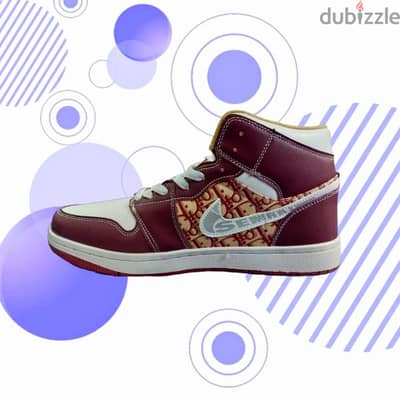 Stylish Burgundy High-Top Sneakers with Bold Pattern