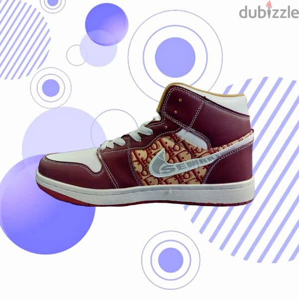 Stylish Burgundy High-Top Sneakers with Bold Pattern 0