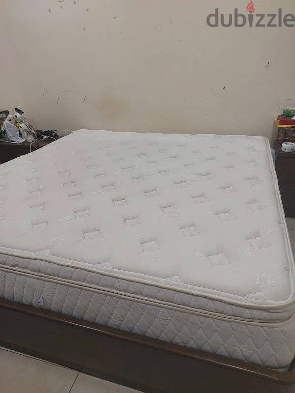 King size bed and mattress with two side tables for sale 4