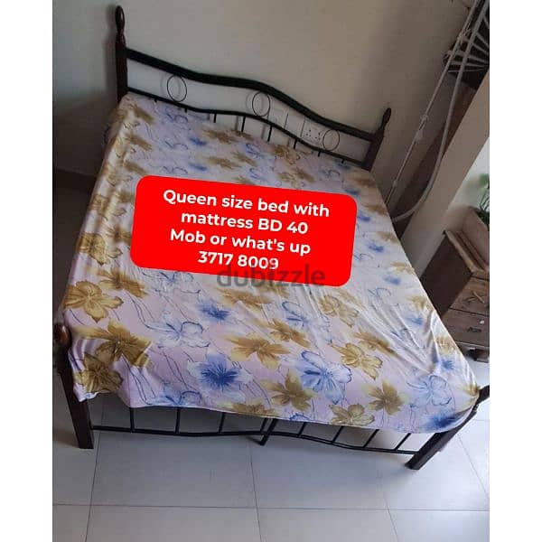 Queen size bed with mattress in good condition for sale with delivery 7