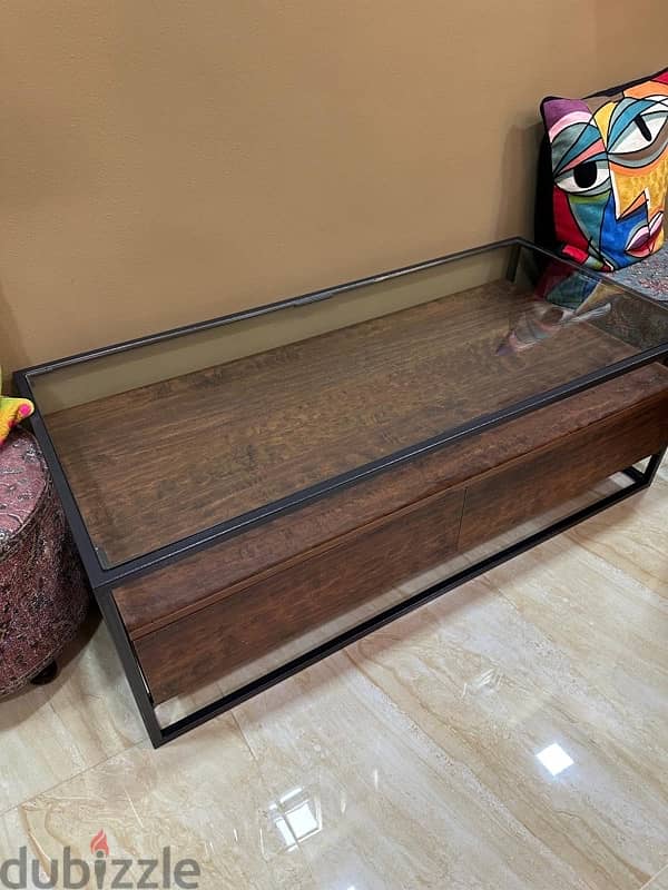 Wooden Coffee Table with Glass 0