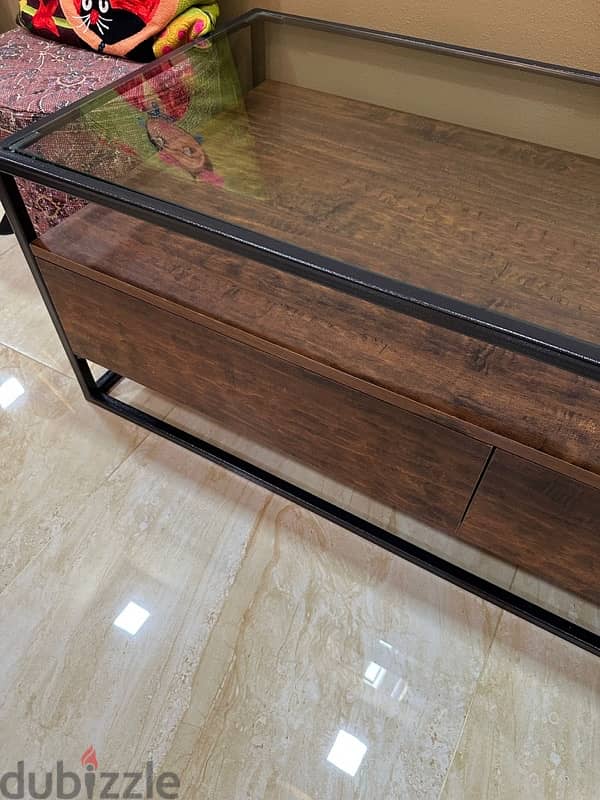 Wooden Coffee Table with Glass 2