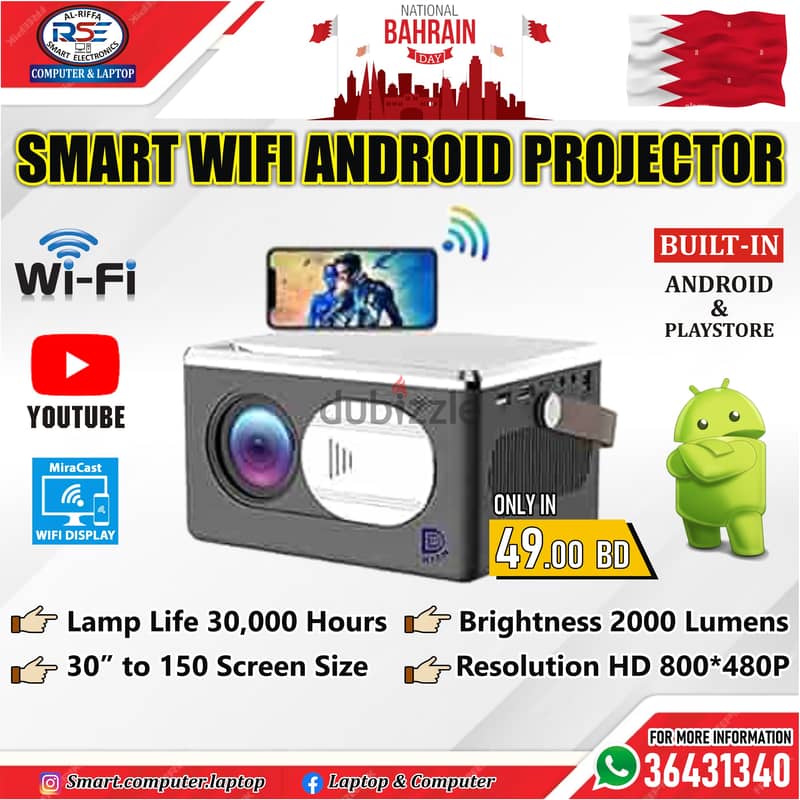 New Smart Android WIFI Projector 150" Big Display connect with Mobile 0