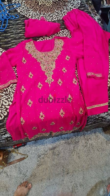 Hot pink party wear dress only for 6 bd 2