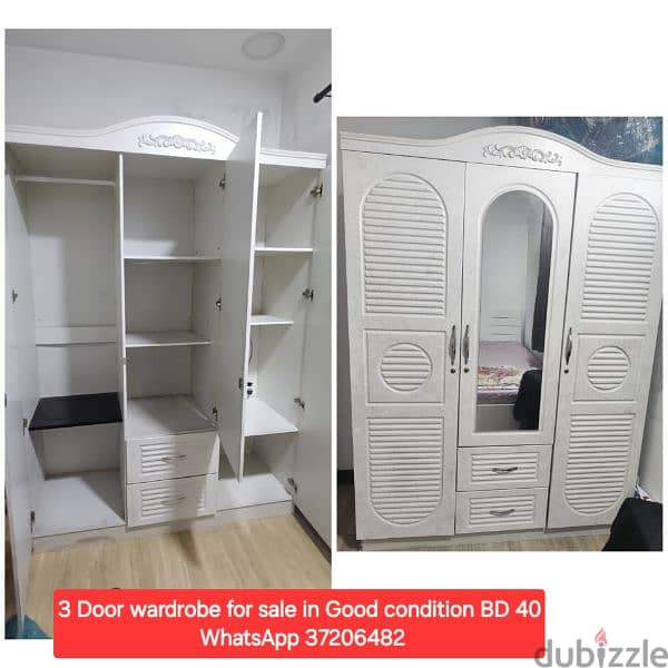 3 door wardrobe and other items for sale with Delivery 0