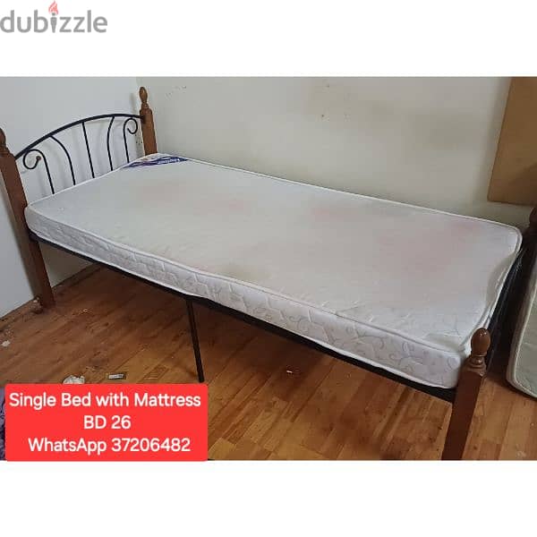 Single wooden bed with mattress and other items for sale with Delivery 5