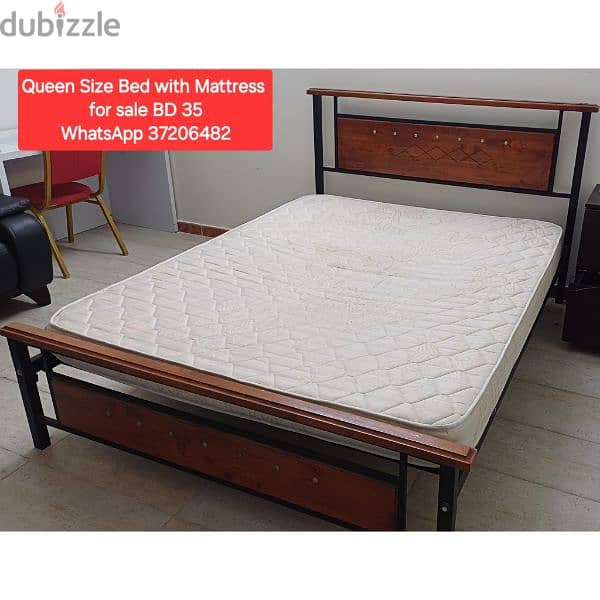 Single wooden bed with mattress and other items for sale with Delivery 16