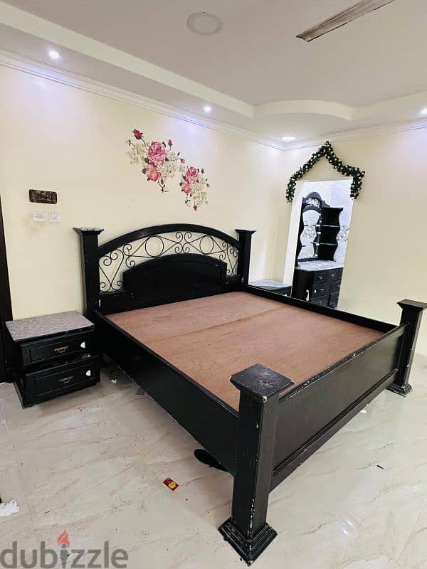 Bedroom Set For Sale King size bed without mattress  2 side tables Dr 10