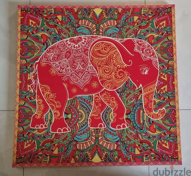 Indie Vibe Elephant Canvas Framed Picture 1