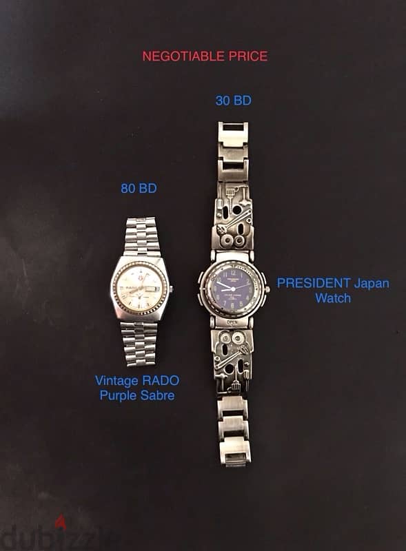 Original Vintage RADO Purple Sabre and PRESIDENT Japan watch 0