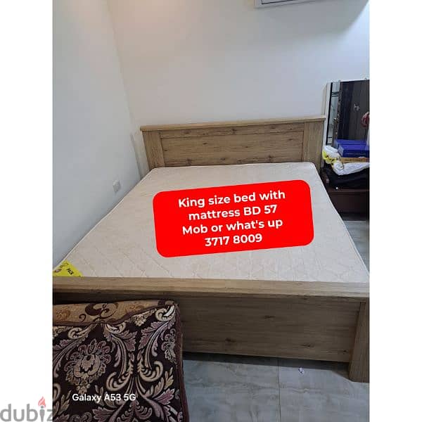 King size bed with mattress and other household items for sale 0