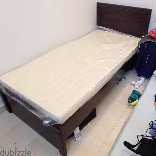 Wooden single bed with mattress and other items for sale 2