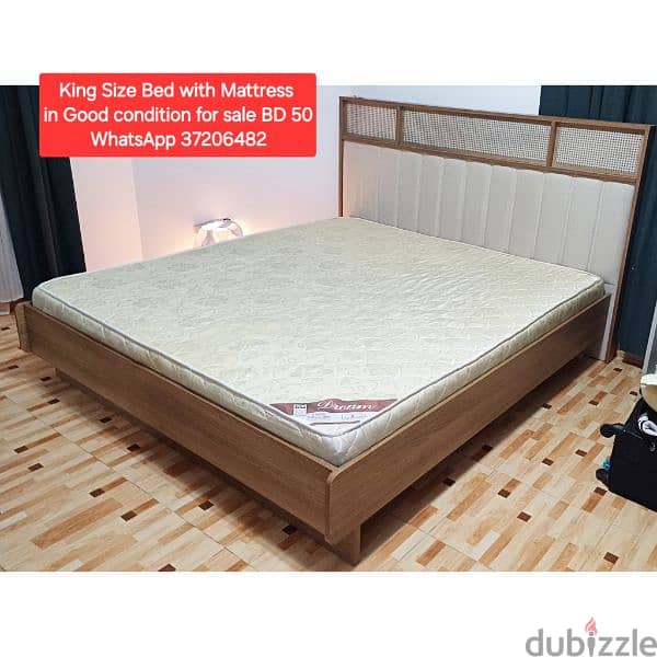 Wooden single bed with mattress and other items for sale 9