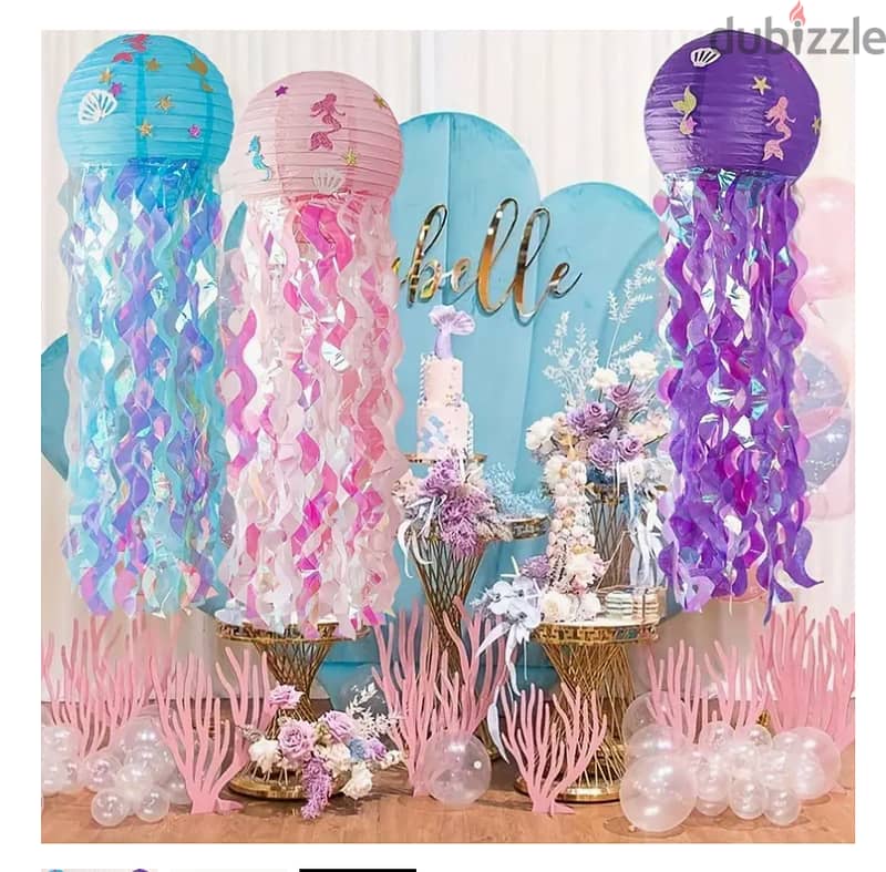 Mermaid Theme Fishtail Party Decorations + Mermaid Lanterns 5