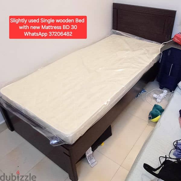 Single wooden Bed with Mattress and other items for sale with Delivery 1