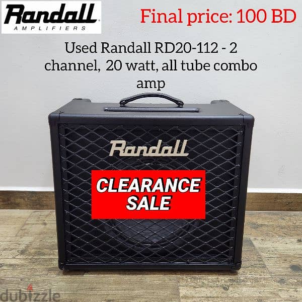 Used Randall RD20-112 - 2 channel,  20 watt, all tube combo amp 0