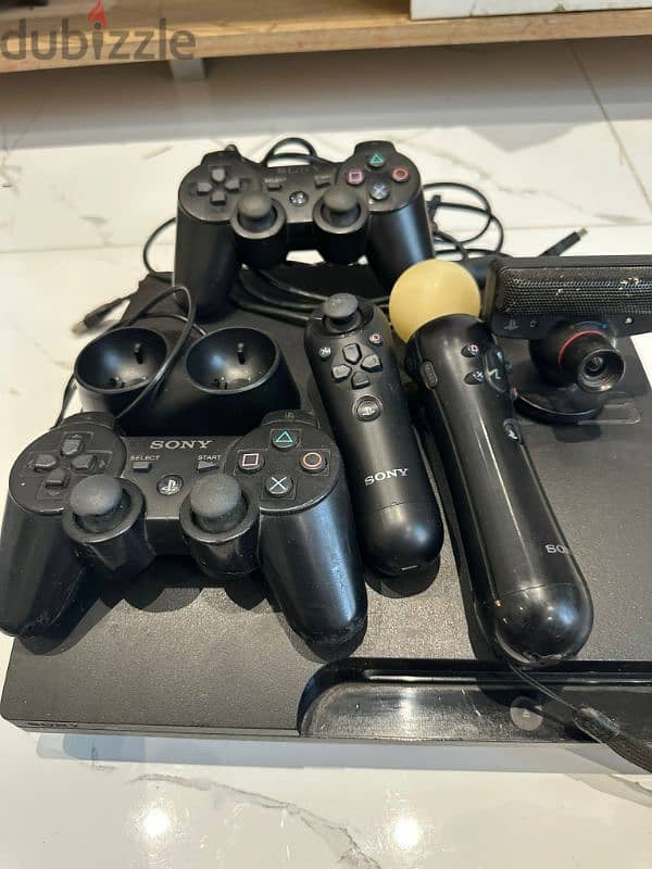 Good condition ps3 with free Complete move controller set 3