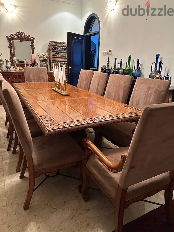 solid wood high quality dining table with 12 chairs 0