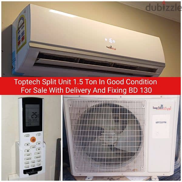 Toptech 1.5 ton split ac and other items for sale with Delivery 0