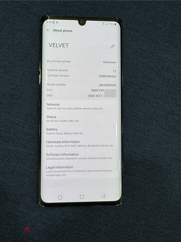 LG velvet 5g Super OLED display 6gb/128 1