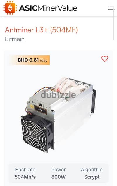 5 × L3 miners BHD 1080 yearly income