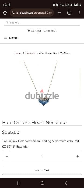 Blue Ombre Heart Necklace 2