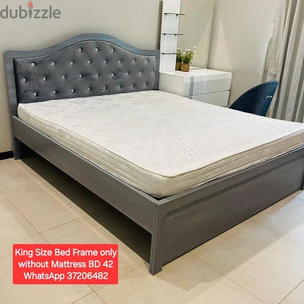 King size wooden frame without mattress and other items for sale 0