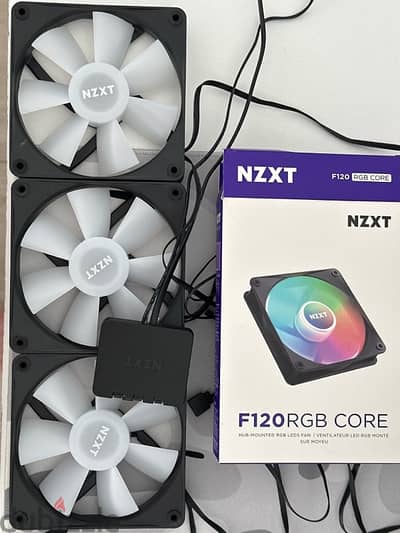 3 Nzxt 120 Rgb Fans with controller and box