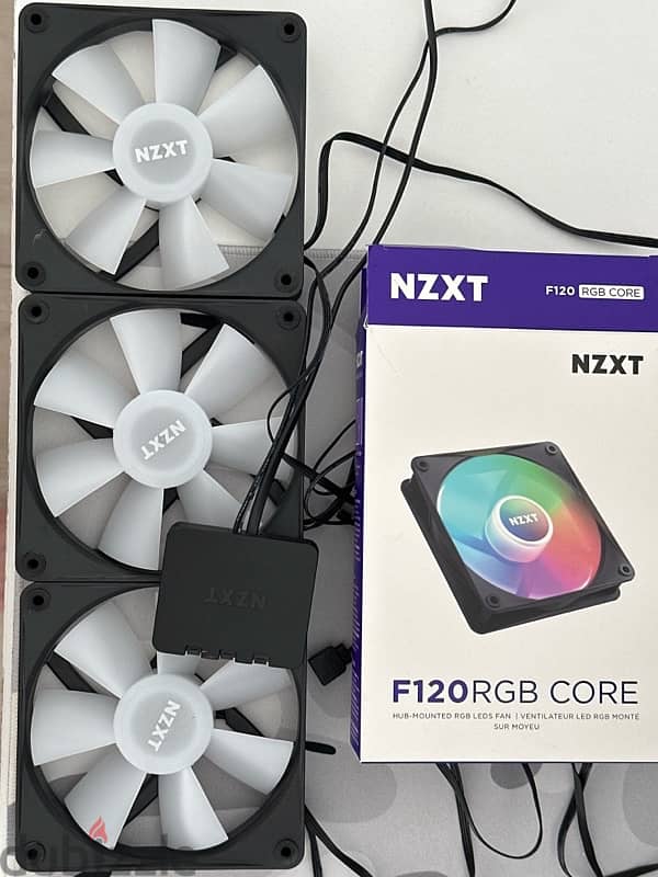 3 Nzxt 120 Rgb Fans with controller and box 0