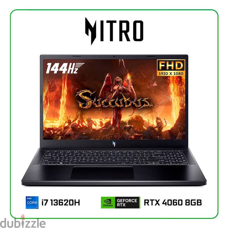 ACER NITRO CORE i7 13TH GEN 13620H RTX 4060 8GB/16GB/512GB/RGB BACKLET 0