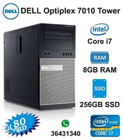 DELL Intel Core i7 (8 Core's) Tower Computer 4GB Ram 256GB SSD 0