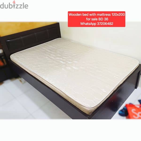 Single wooden bed with mattress and other items for sale with Delivery 5