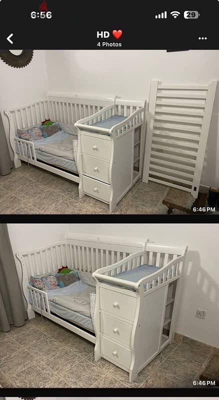 cot and toddler bed in excellent condition 0